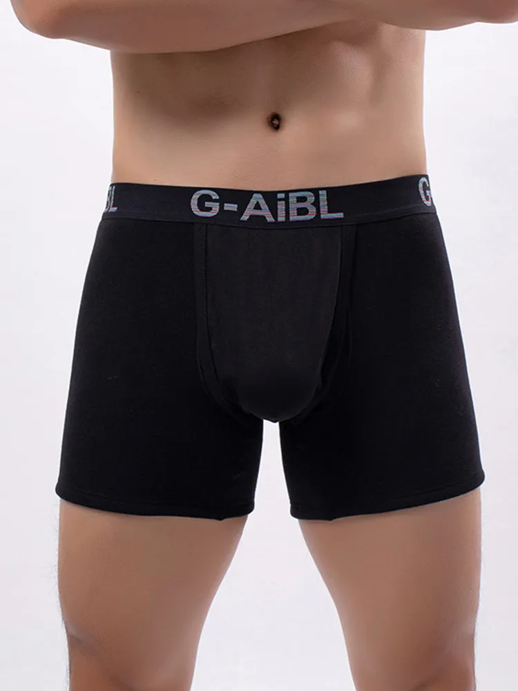 2 Pack Men's Solid Color Bullet Separated U-Pocket Plush Boxer Briefs
