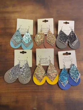 3 Layered Sparkle/Leopard Earrings