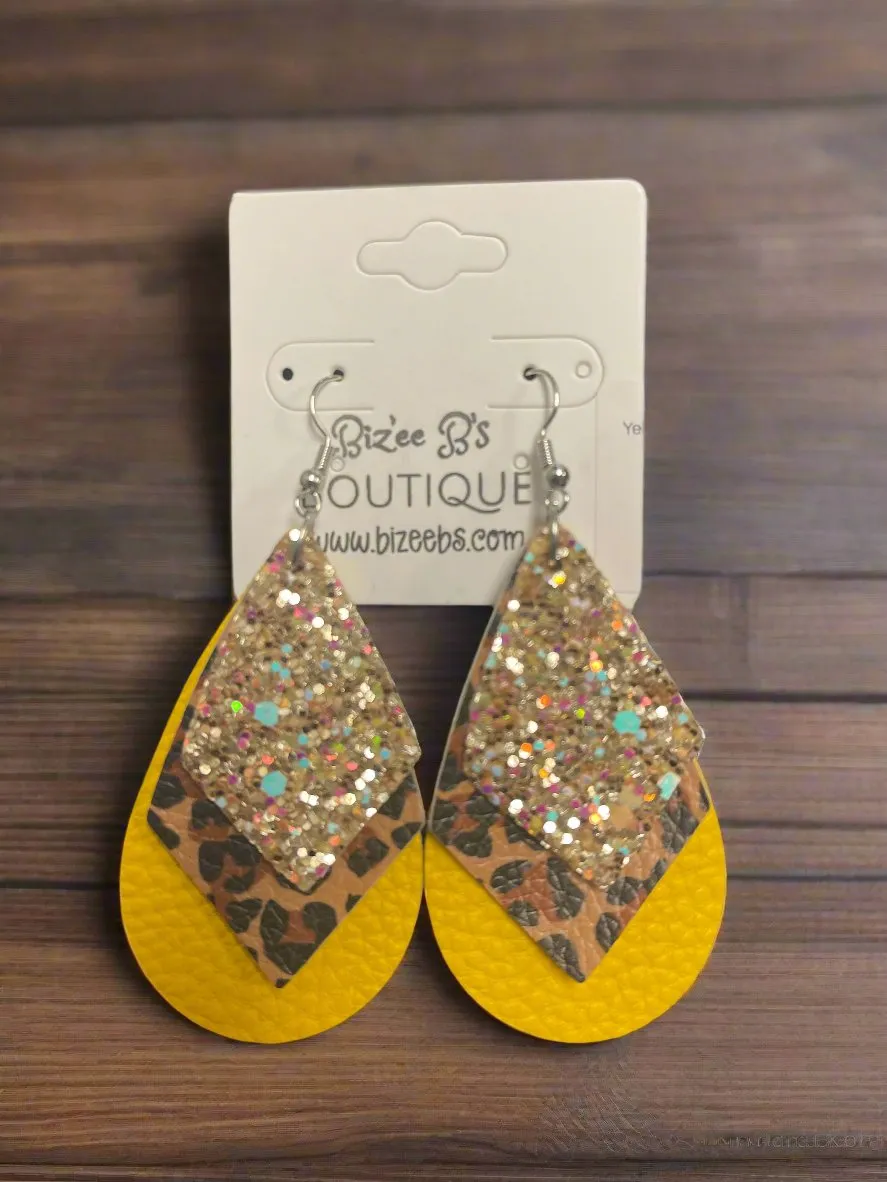 3 Layered Sparkle/Leopard Earrings