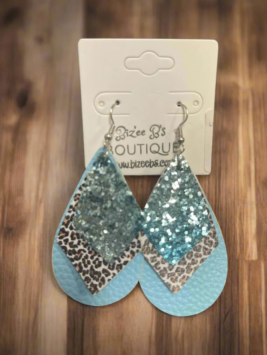 3 Layered Sparkle/Leopard Earrings