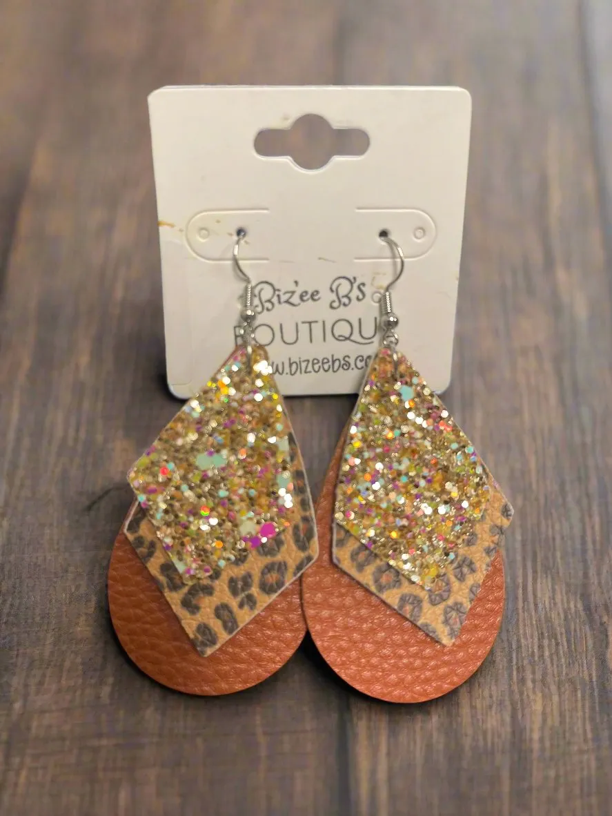 3 Layered Sparkle/Leopard Earrings