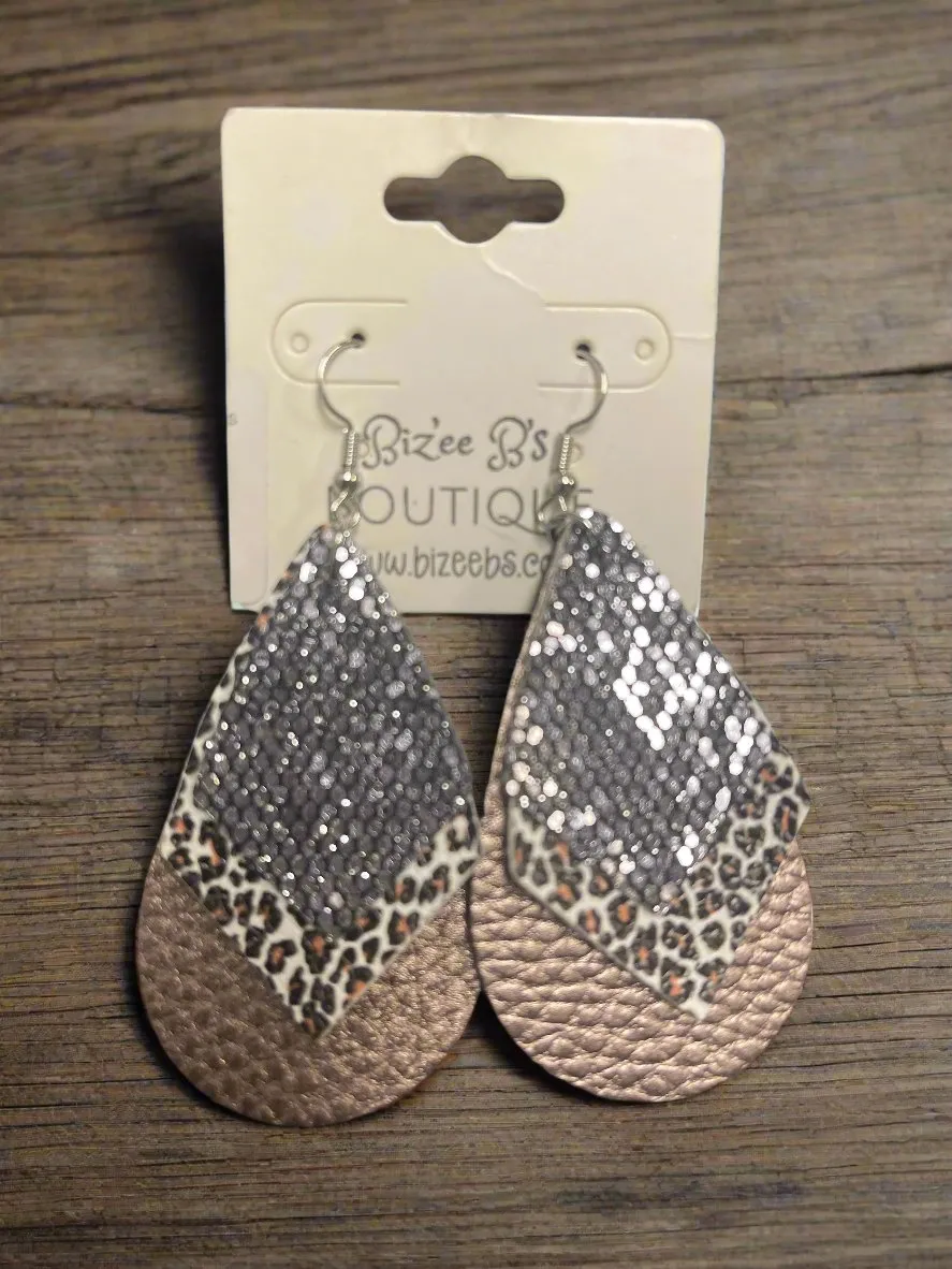 3 Layered Sparkle/Leopard Earrings