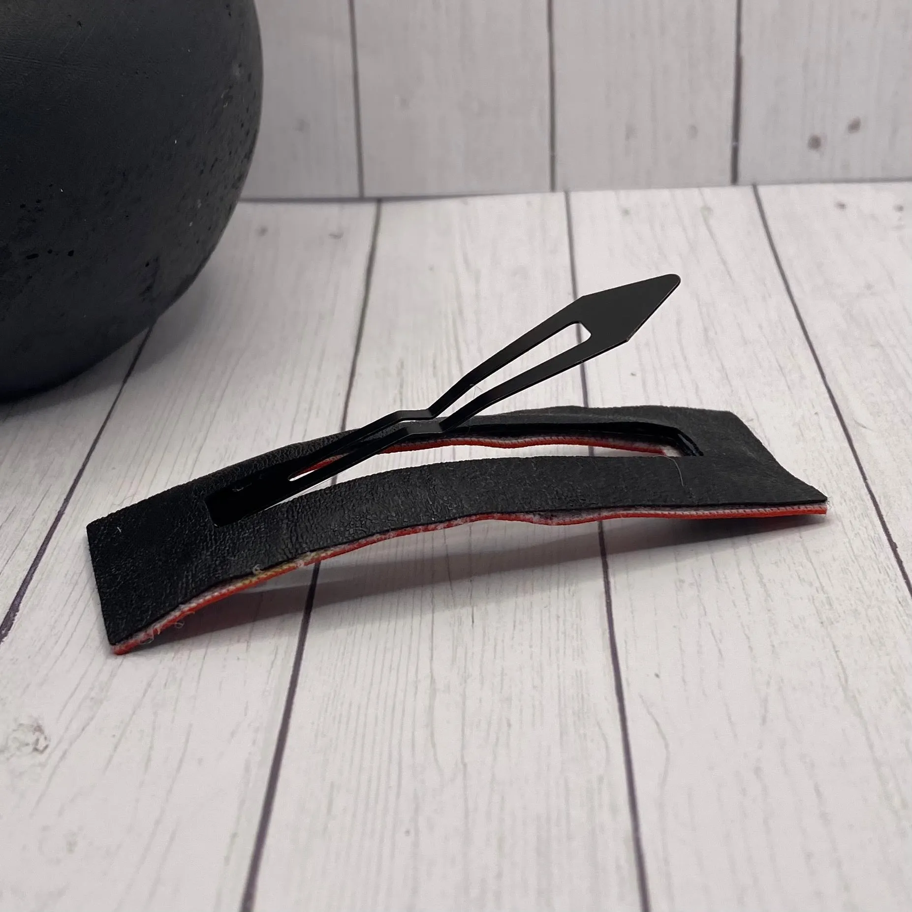 3.25” Red and Black Animal Print Rectangle Snap Clip