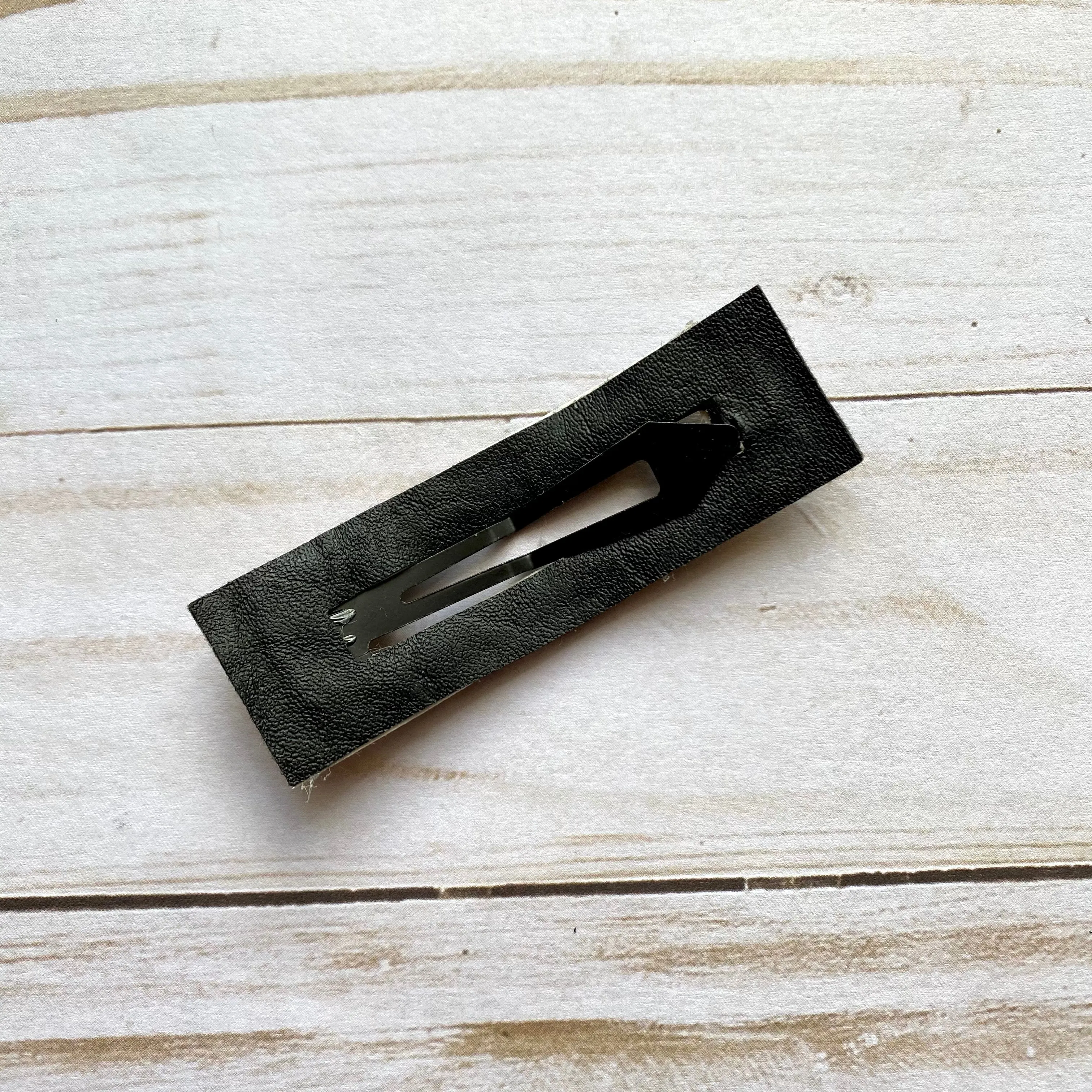 3.25” Tan and Black Animal Print Rectangle Snap Clip