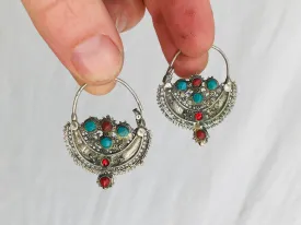 Antique Waziri Silver Earrings. Sterling Silver.