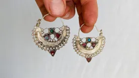 Antique Waziri Silver Hoop Earrings. Sterling Silver.