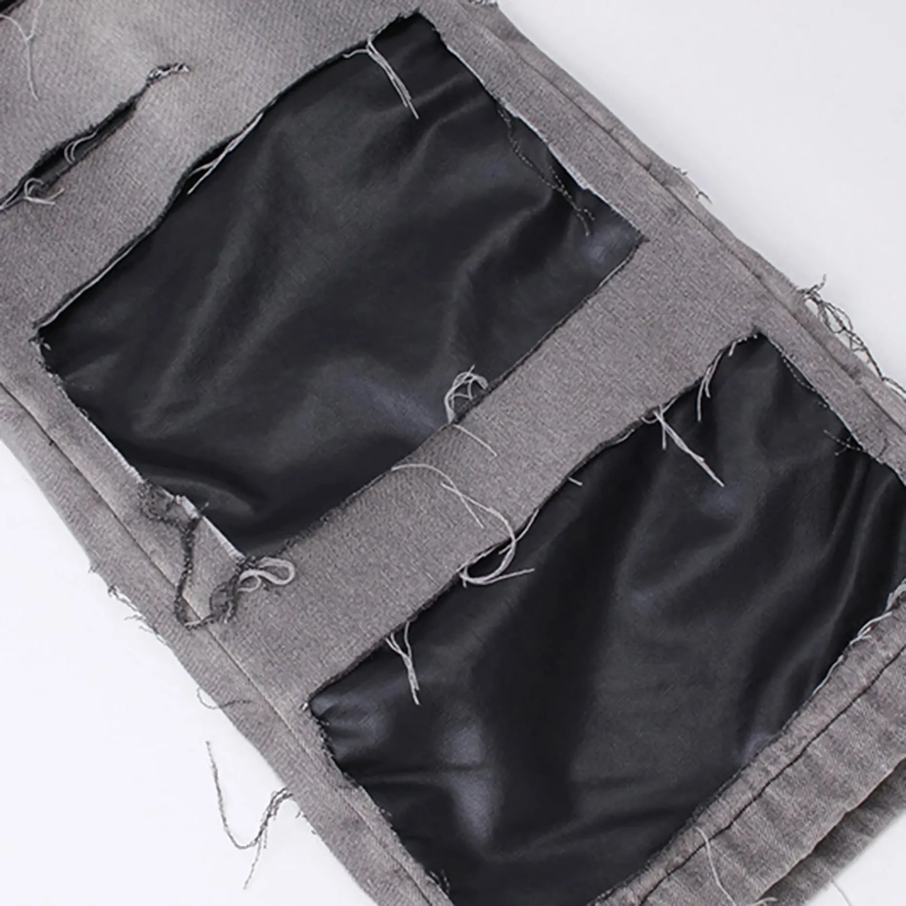 'Asphalt' Leather-Accent Denim Jeans
