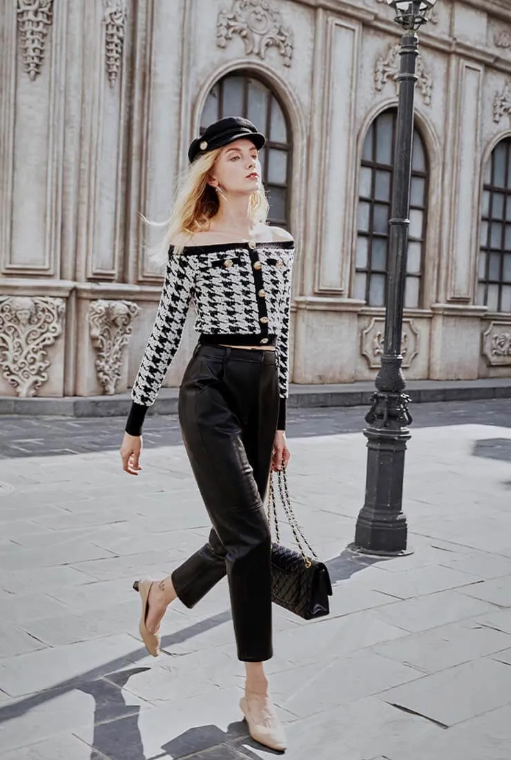Autumn And Winter Ankle-length Leather Pants