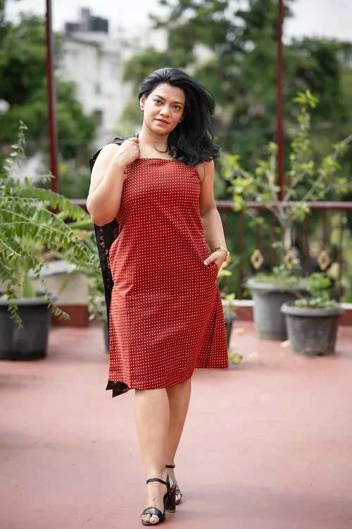 Black and Red Printed Cotton Set of Two Dresses