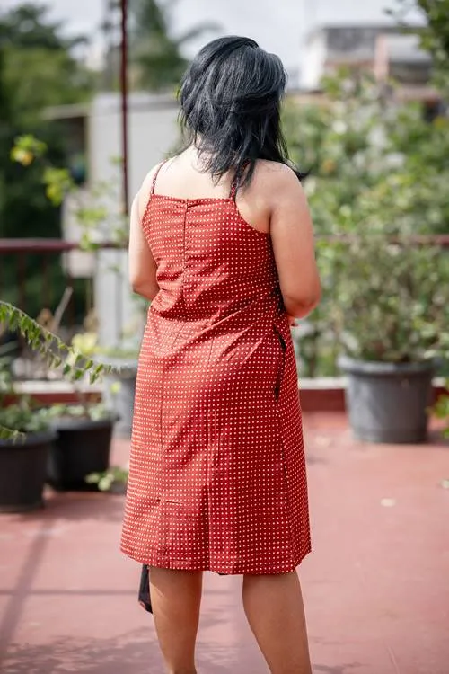 Black and Red Printed Cotton Set of Two Dresses