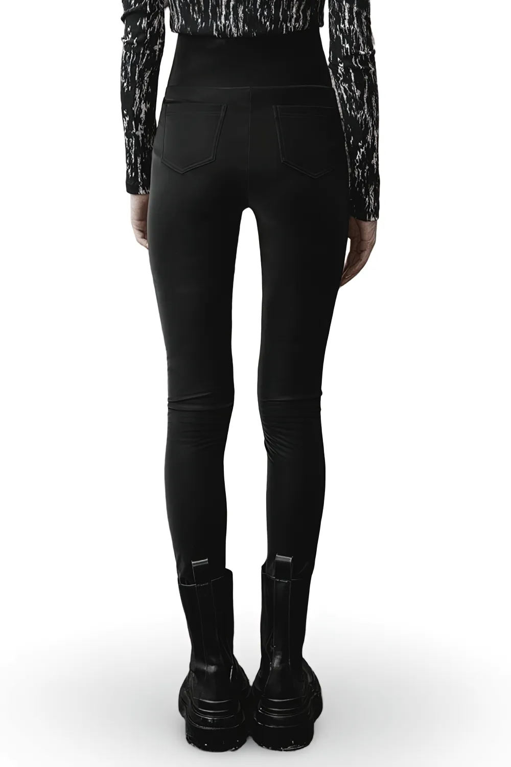 Black High-Waist Faux Leather Bat Wing Leggings