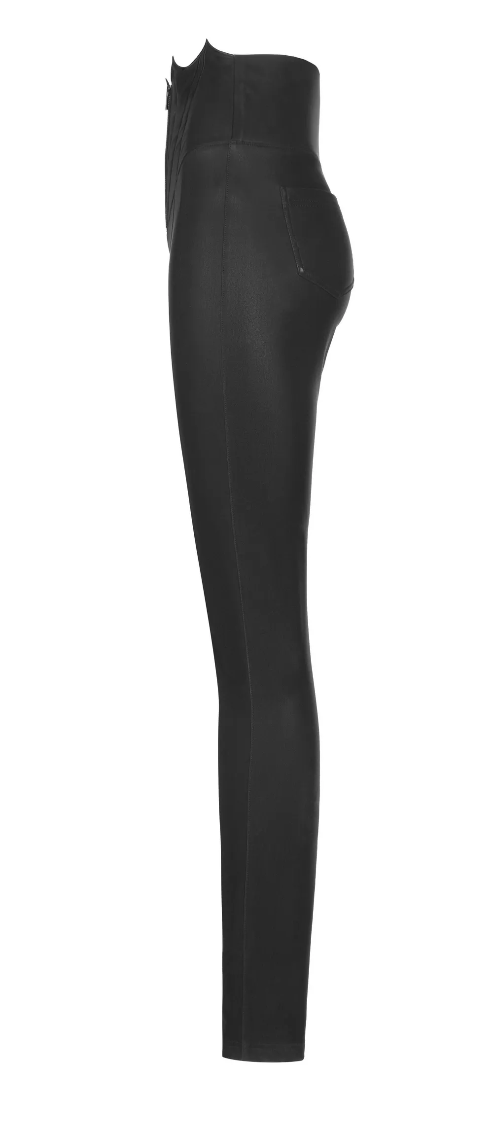 Black High-Waist Faux Leather Bat Wing Leggings