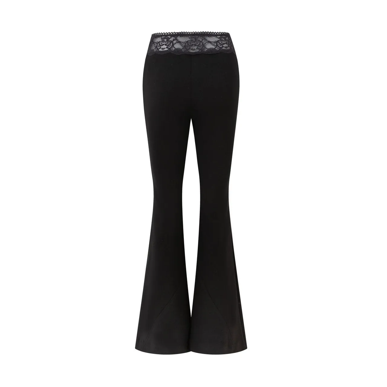 Black Lace Patchwork Flared Pants