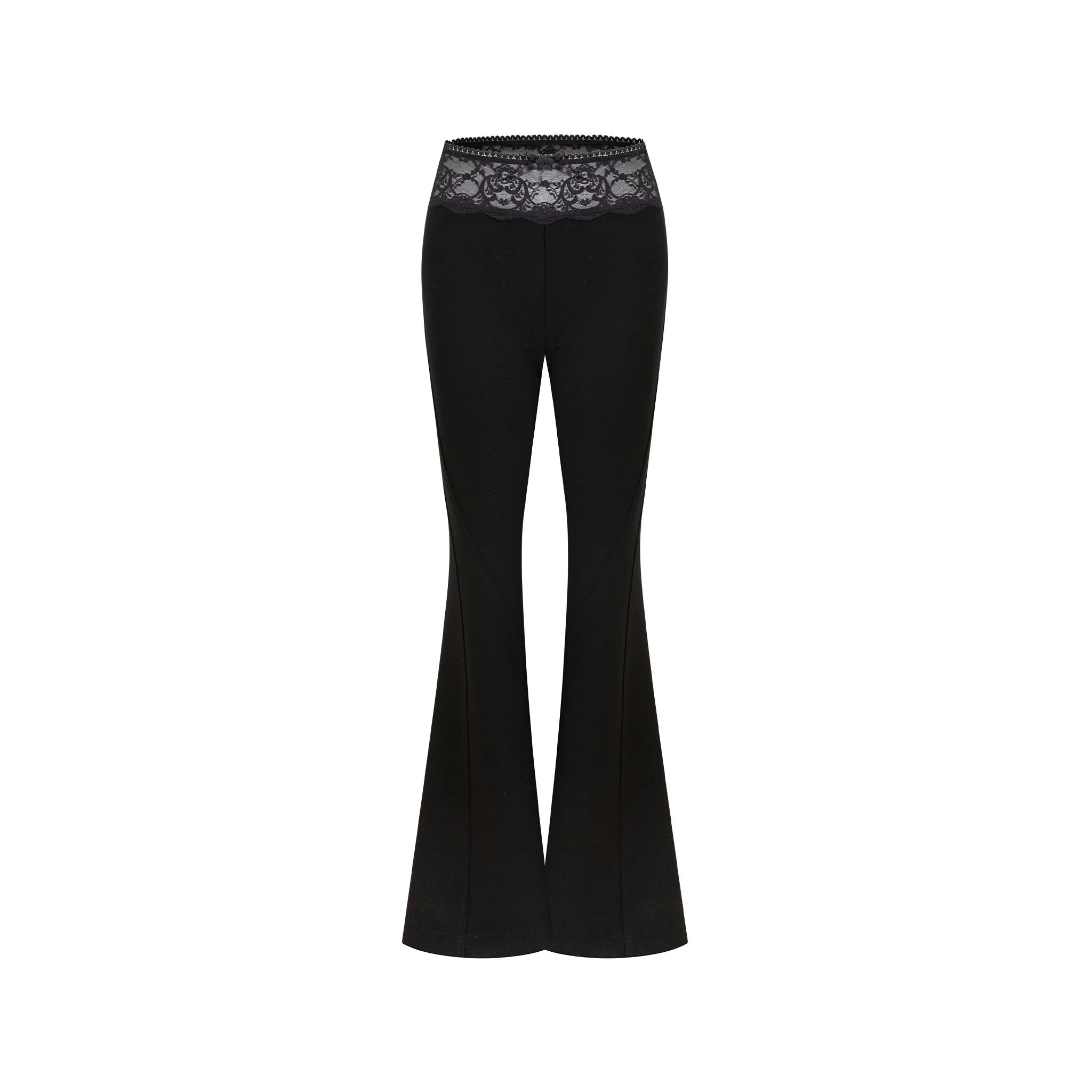 Black Lace Patchwork Flared Pants