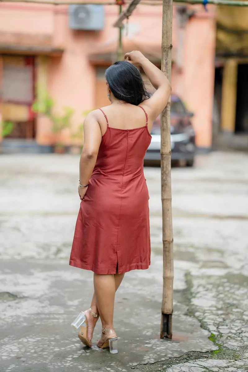 Black Mulberry Silk and Maroon Silk Set of Two Dresses
