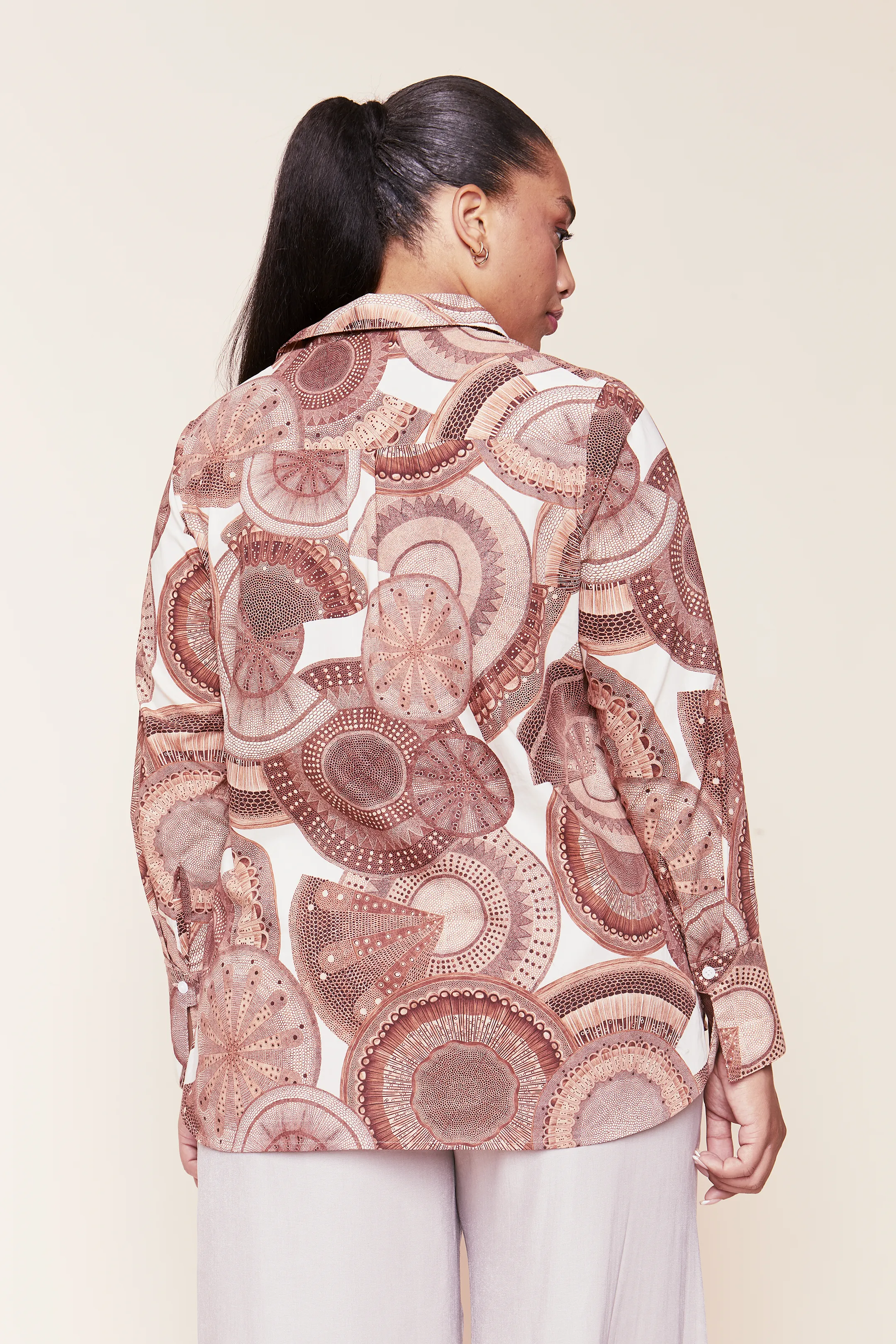 Brown Microscopic Flora Liberty Cotton Shirt