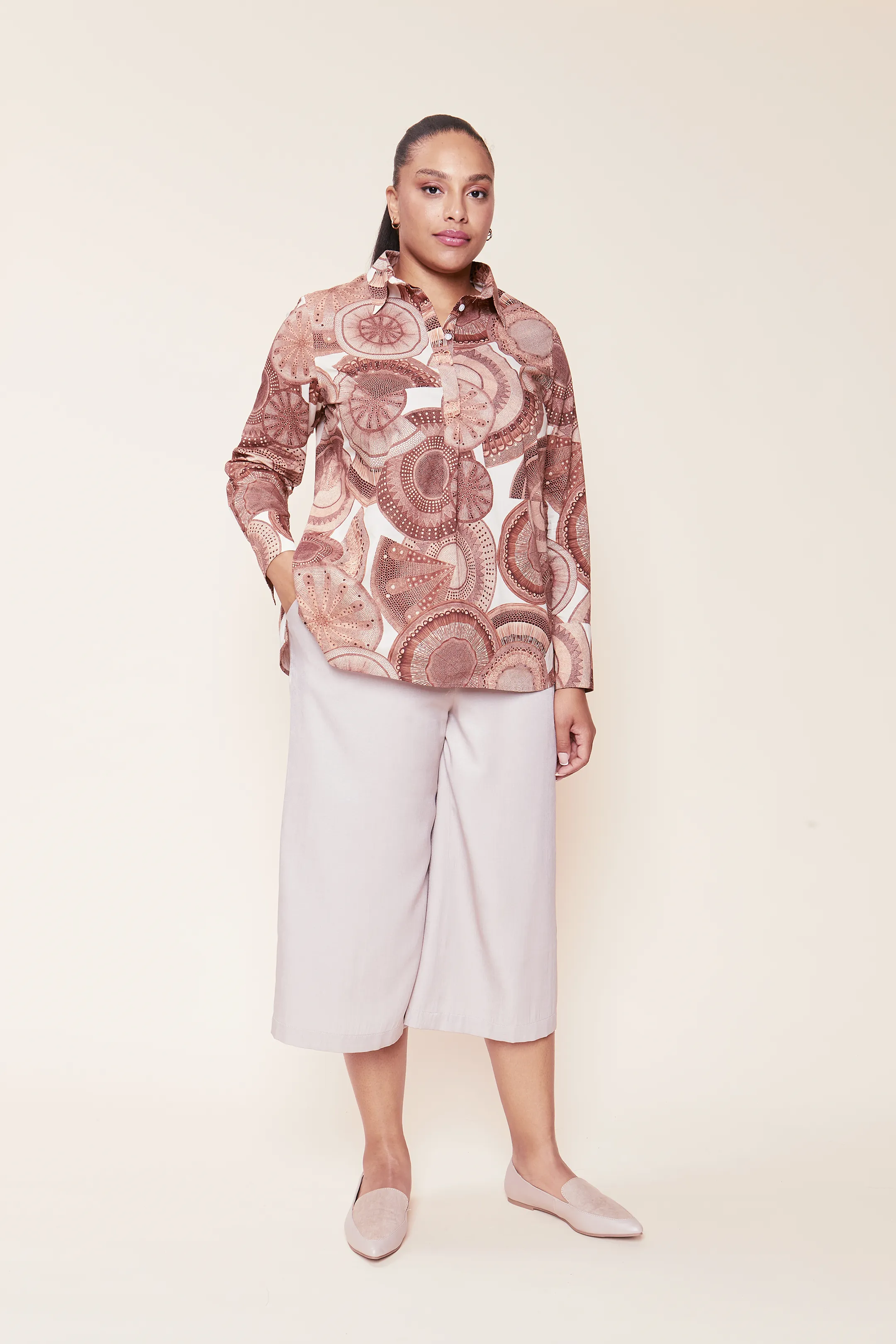 Brown Microscopic Flora Liberty Cotton Shirt