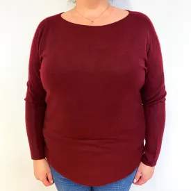 Burgundy Red Cashmere Crew Neck Jumper Extra Large/Petite