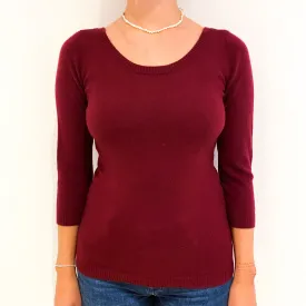 Burgundy Red Cashmere Scoop Neck Jumper Small