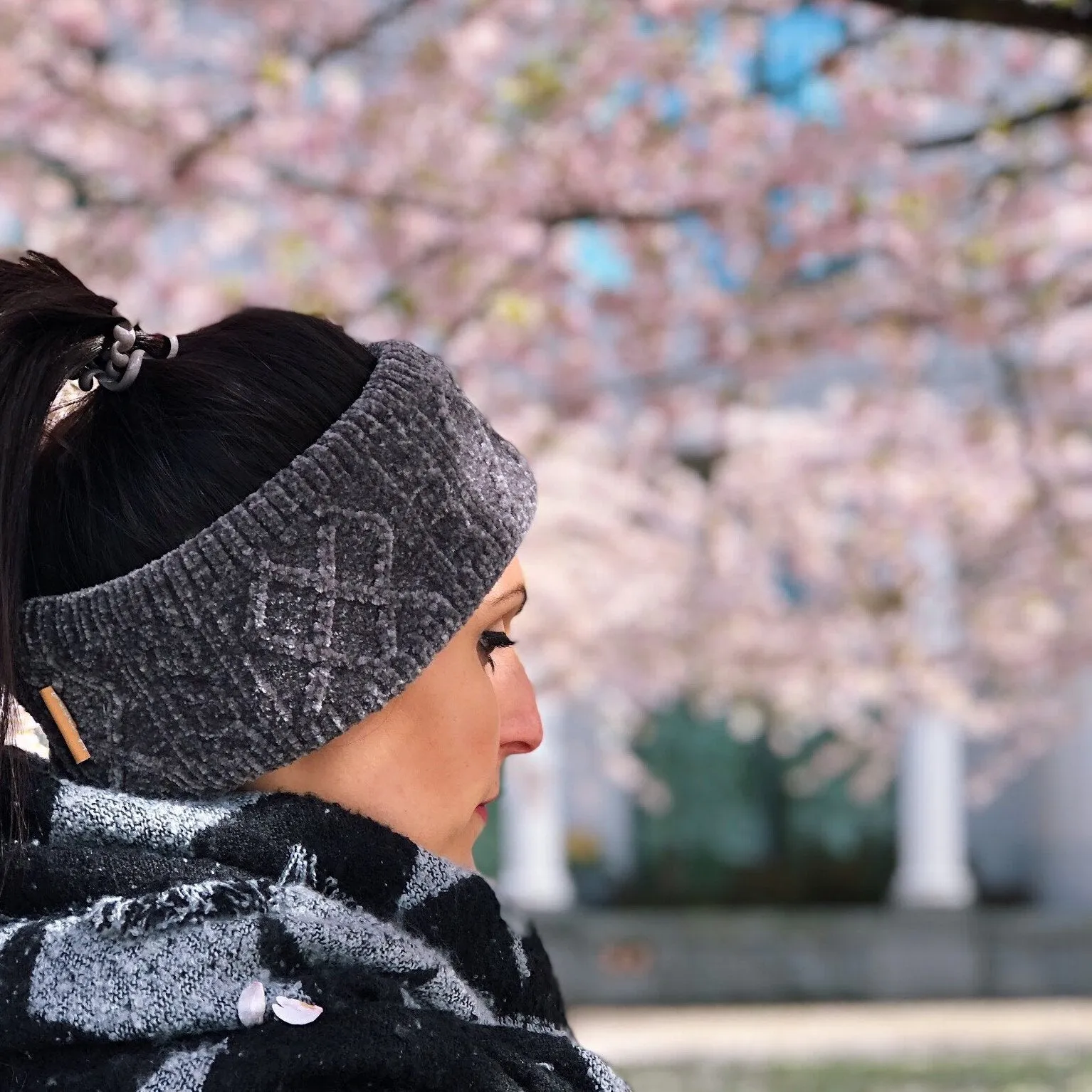 Cable Knit Grey Chenille - Headband Adult