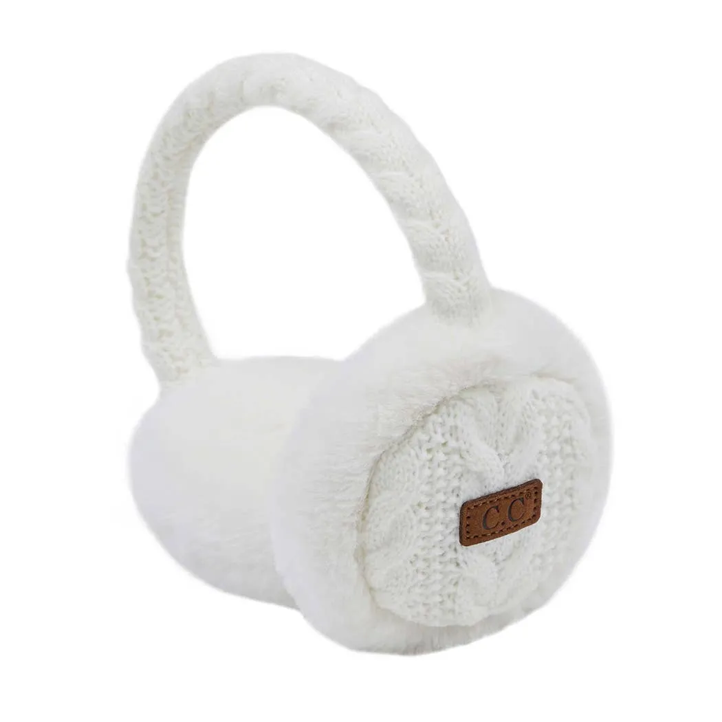 Cable Knitted Faux Fur Ear Muffs