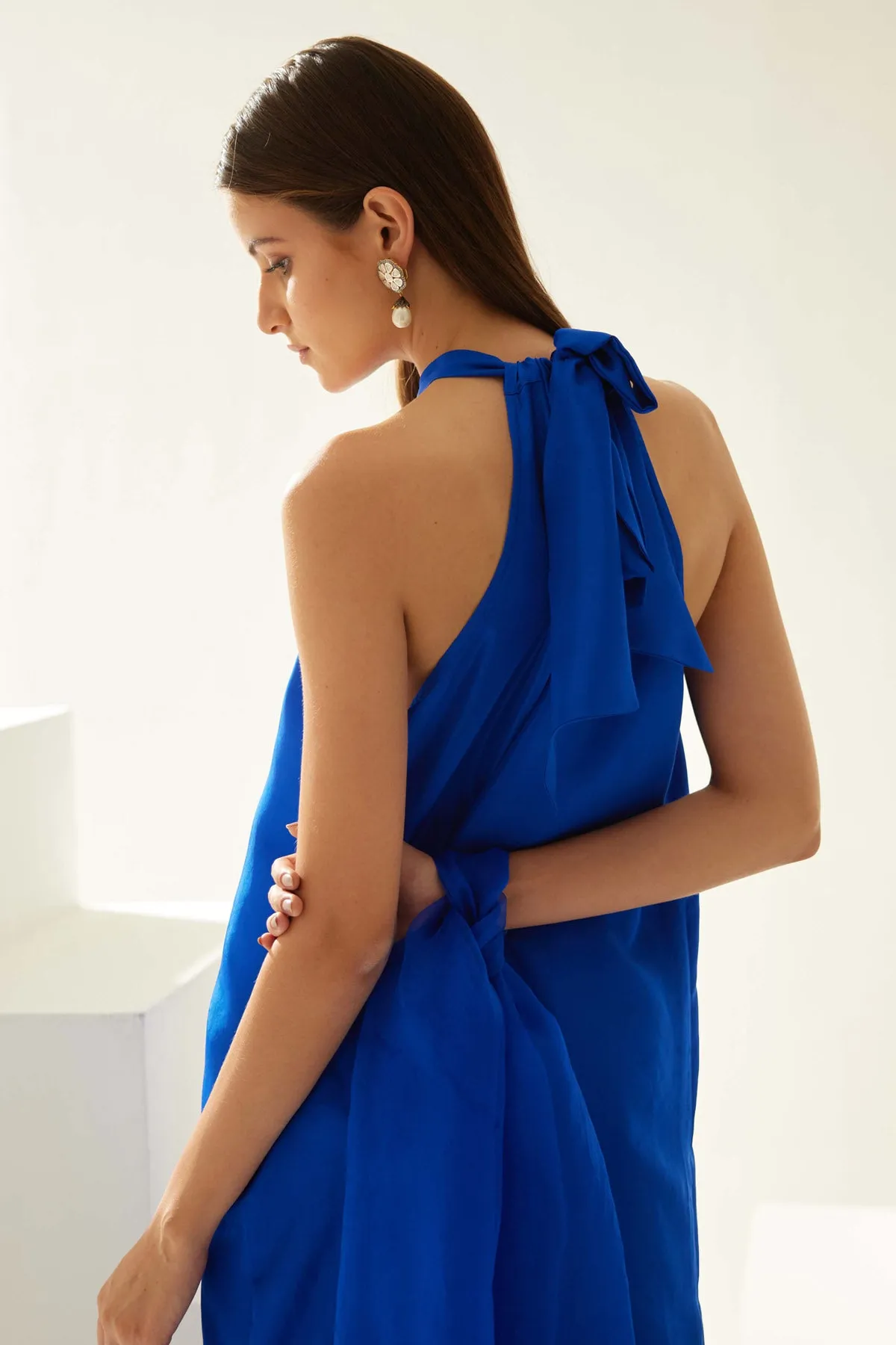 Cobalt Blue Halter Neck Kurta Set