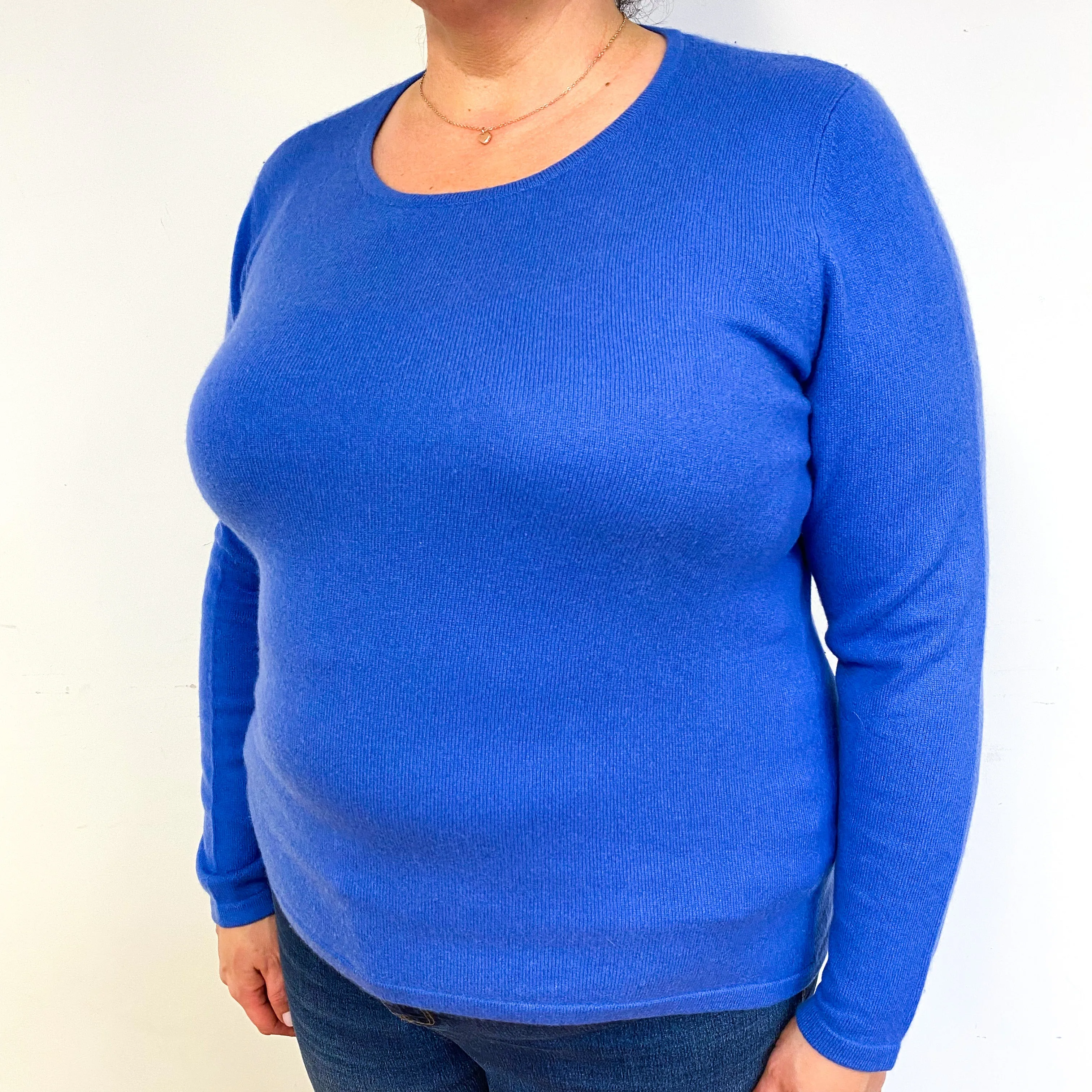Cornflower Blue Cashmere Crew Neck Jumper Extra Large