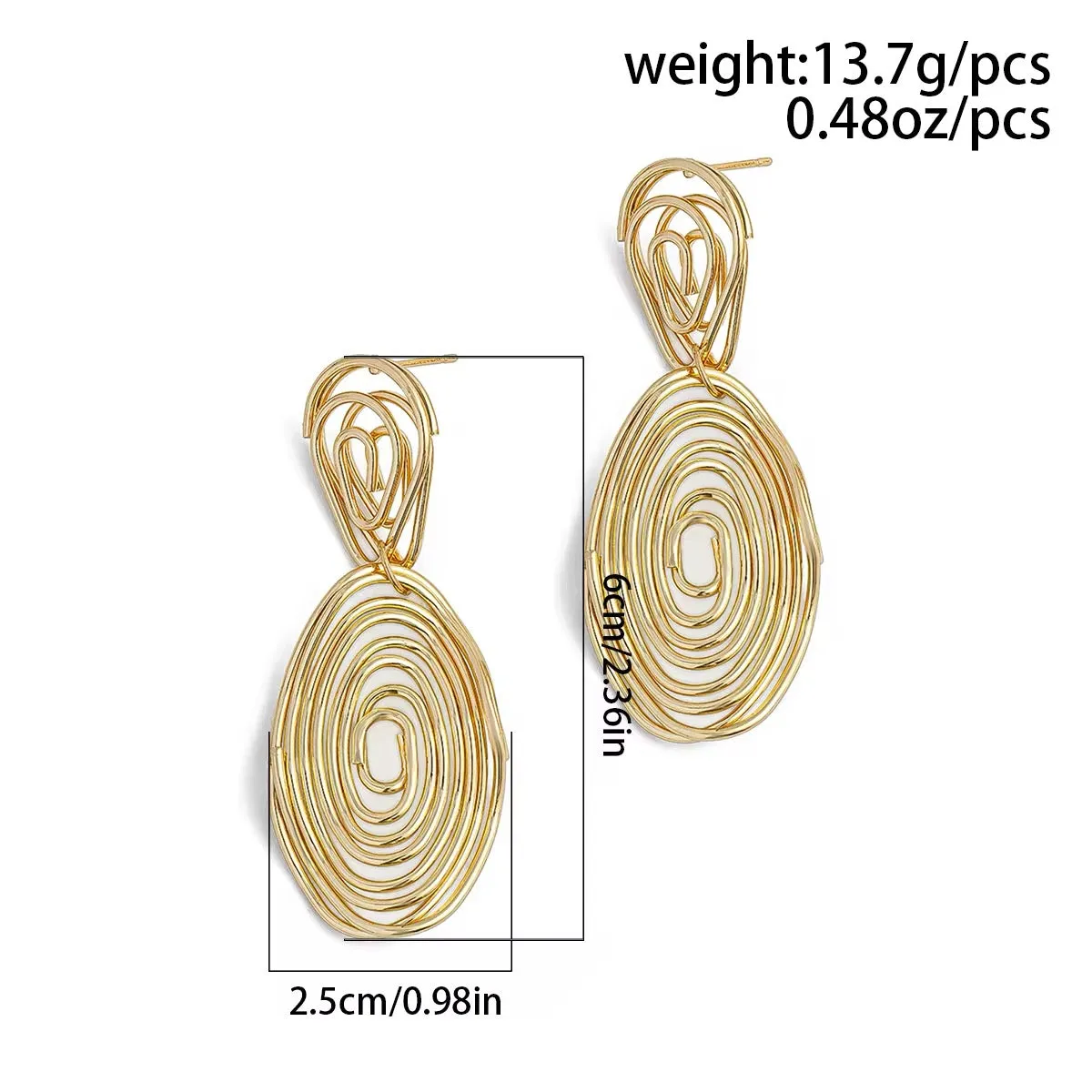 Creatively Irregular Metal Spiral Round Circle Pendant Drop Earrings