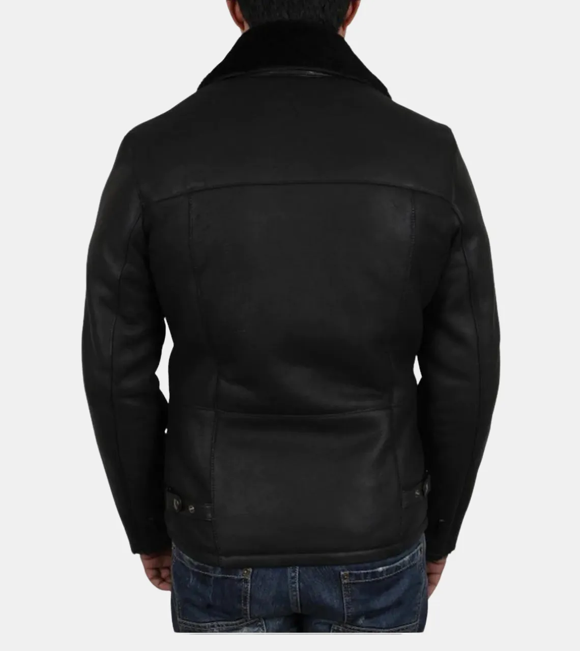 Devon Men's Aviator Black Shearling Leather Jacket