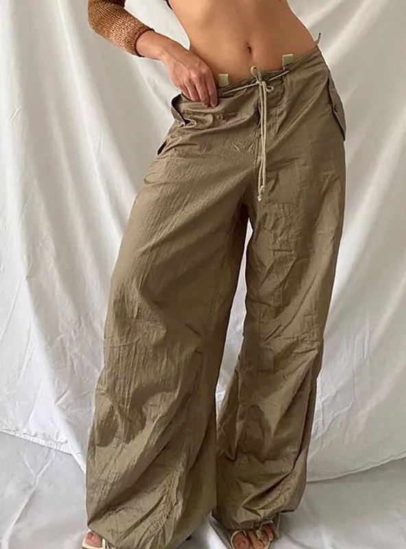 Elastic Trousers High Waist Wide Legs Pant