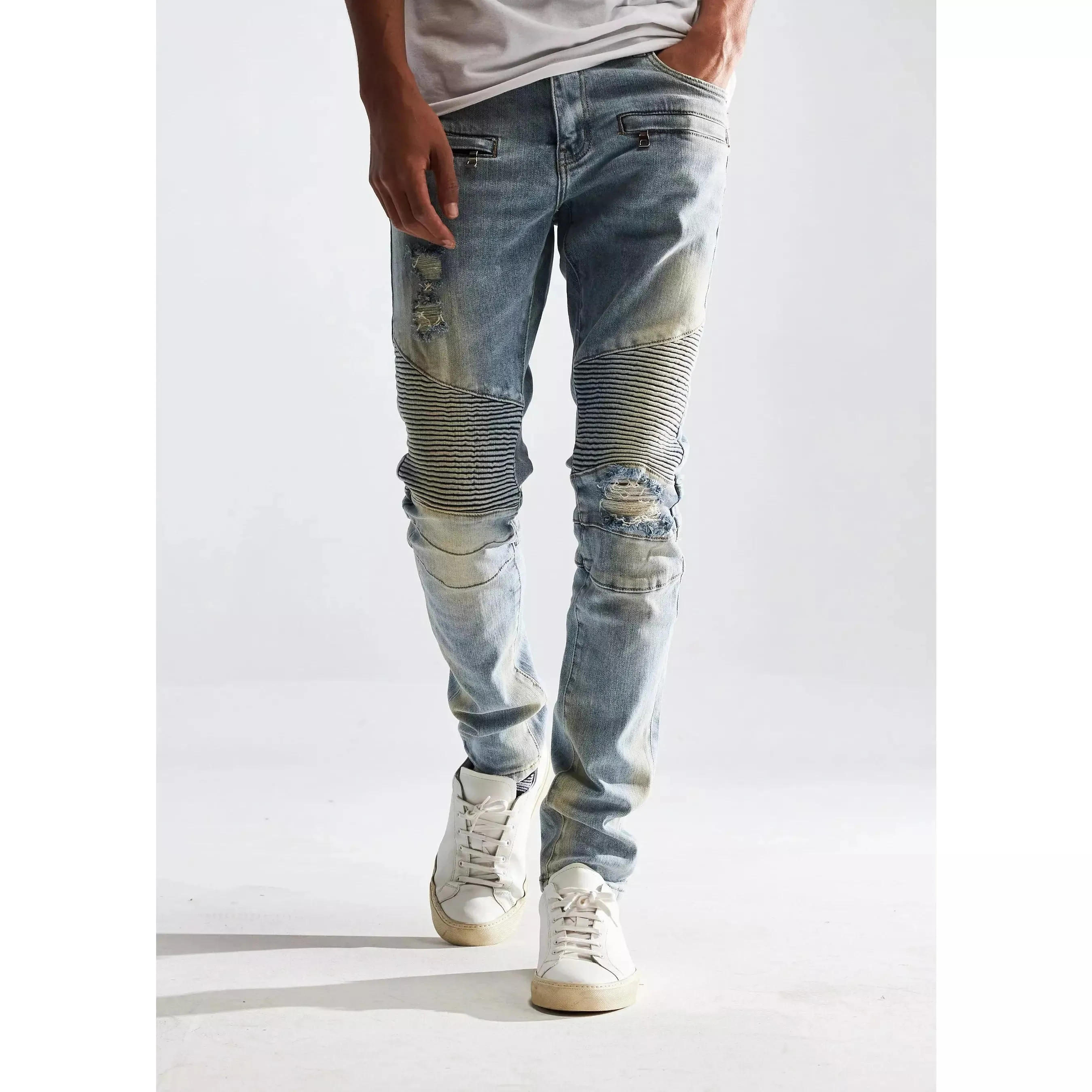 Embellish Jason Biker Light Blue Wash Denim Jeans (EMBSP122-115)