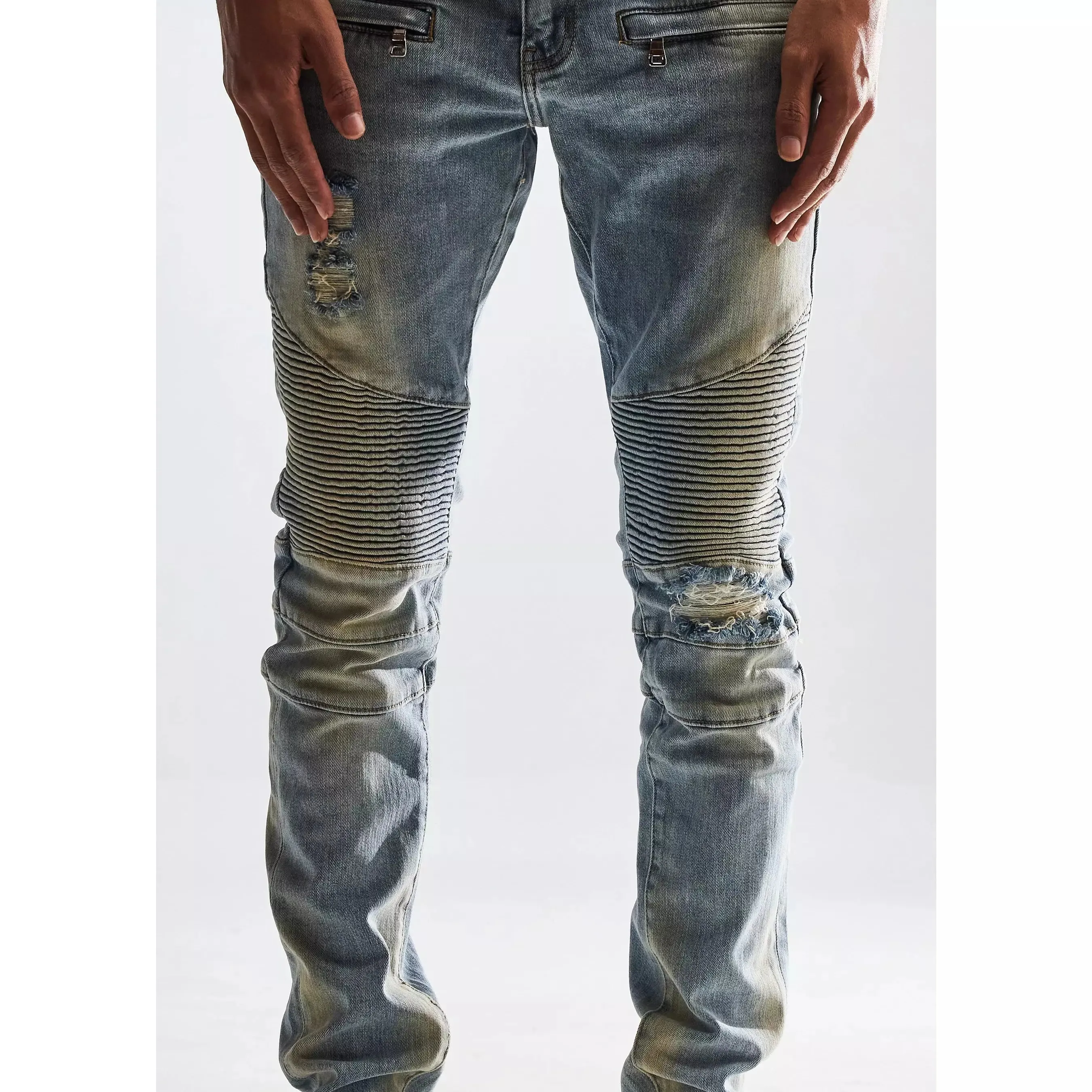 Embellish Jason Biker Light Blue Wash Denim Jeans (EMBSP122-115)