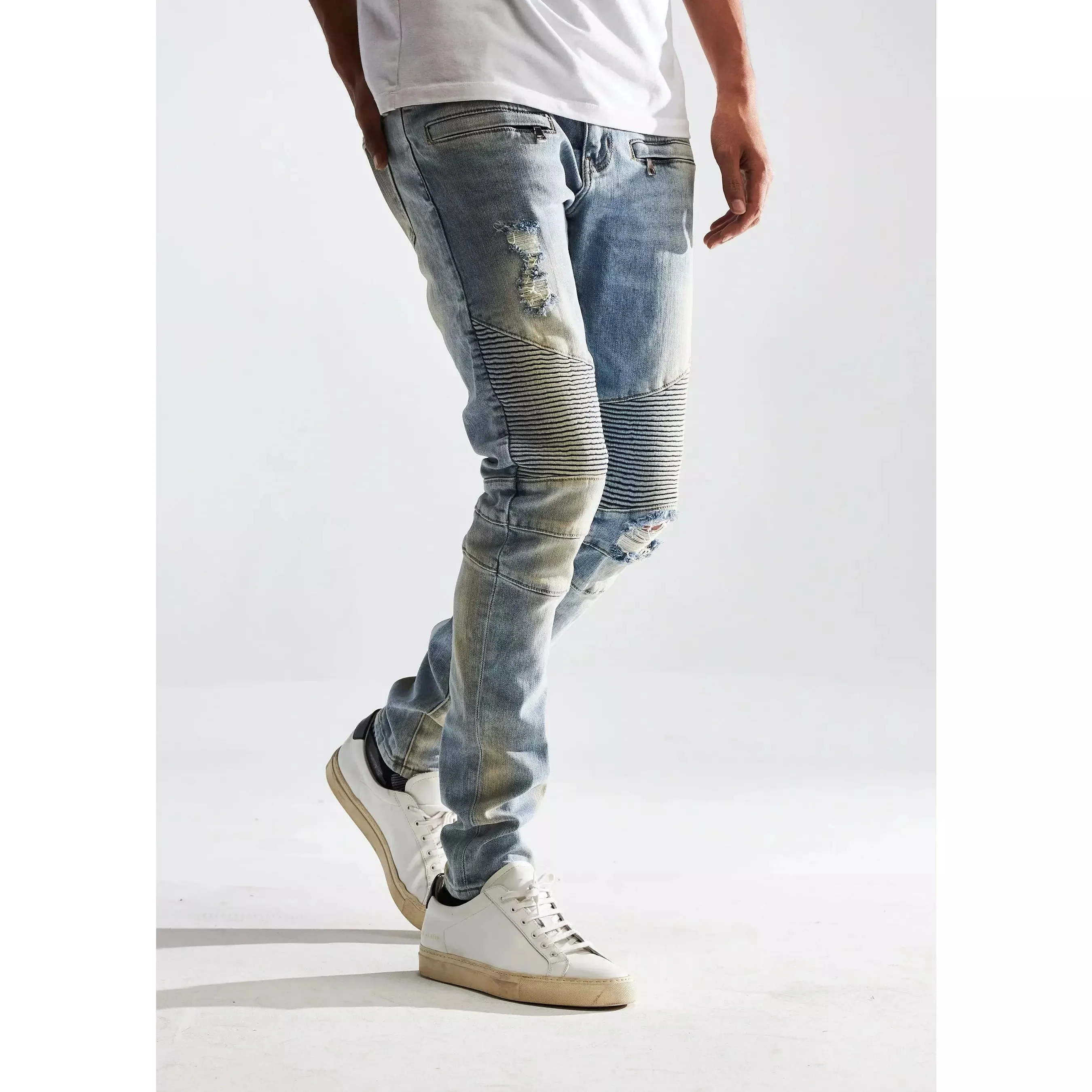 Embellish Jason Biker Light Blue Wash Denim Jeans (EMBSP122-115)