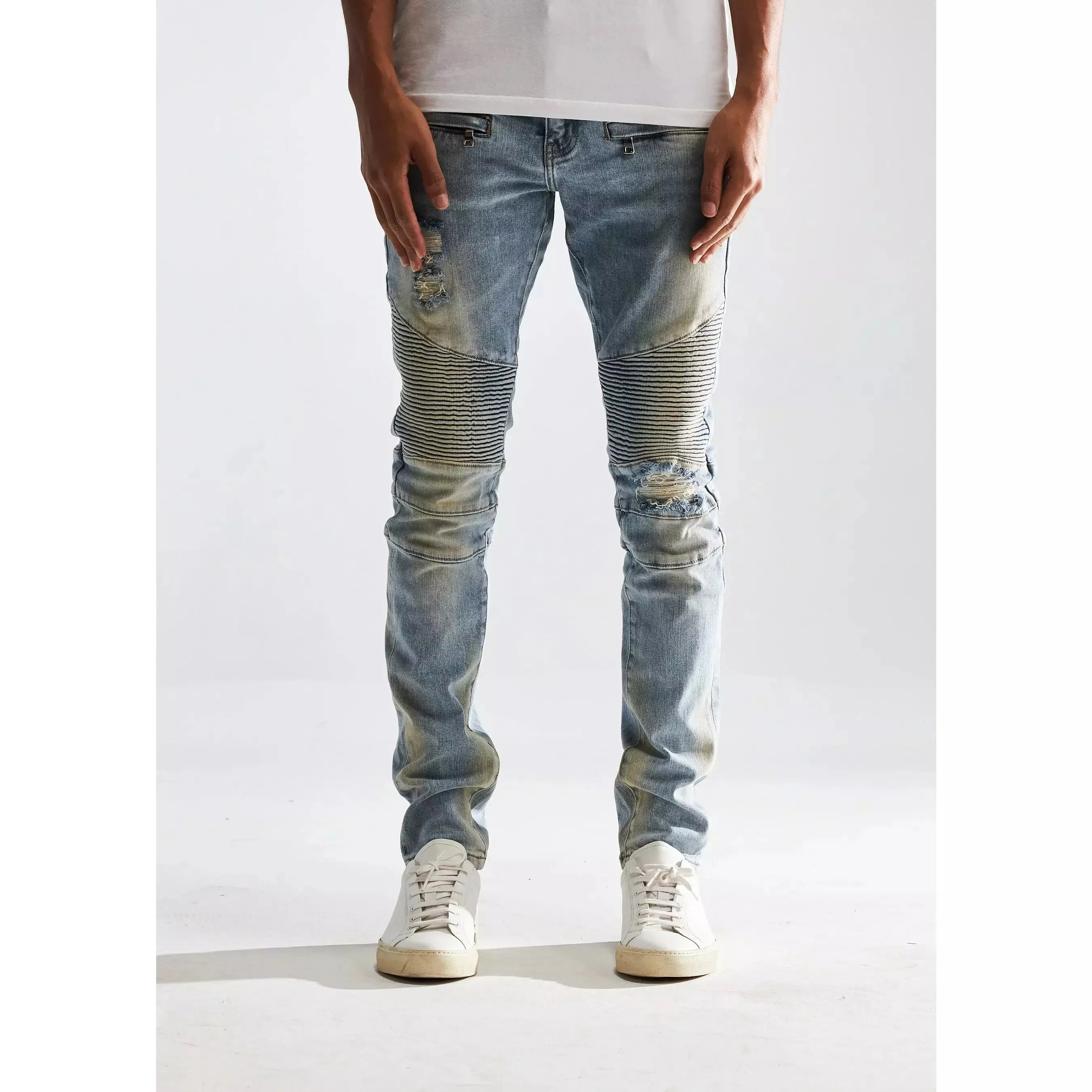 Embellish Jason Biker Light Blue Wash Denim Jeans (EMBSP122-115)
