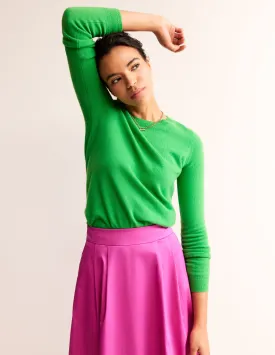 Eva Cashmere Crew Neck Jumper-Bright Green