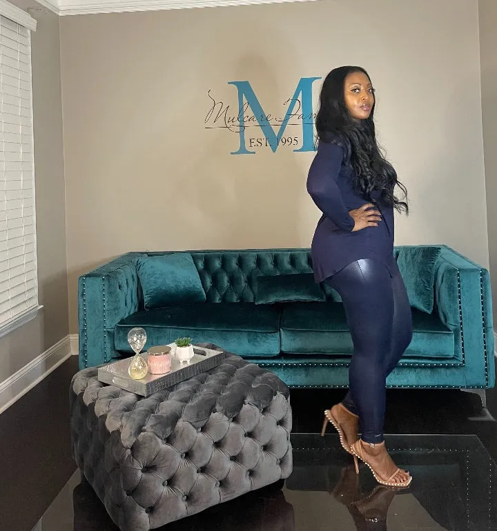 Faux Leather Leggings - Navy S-XL