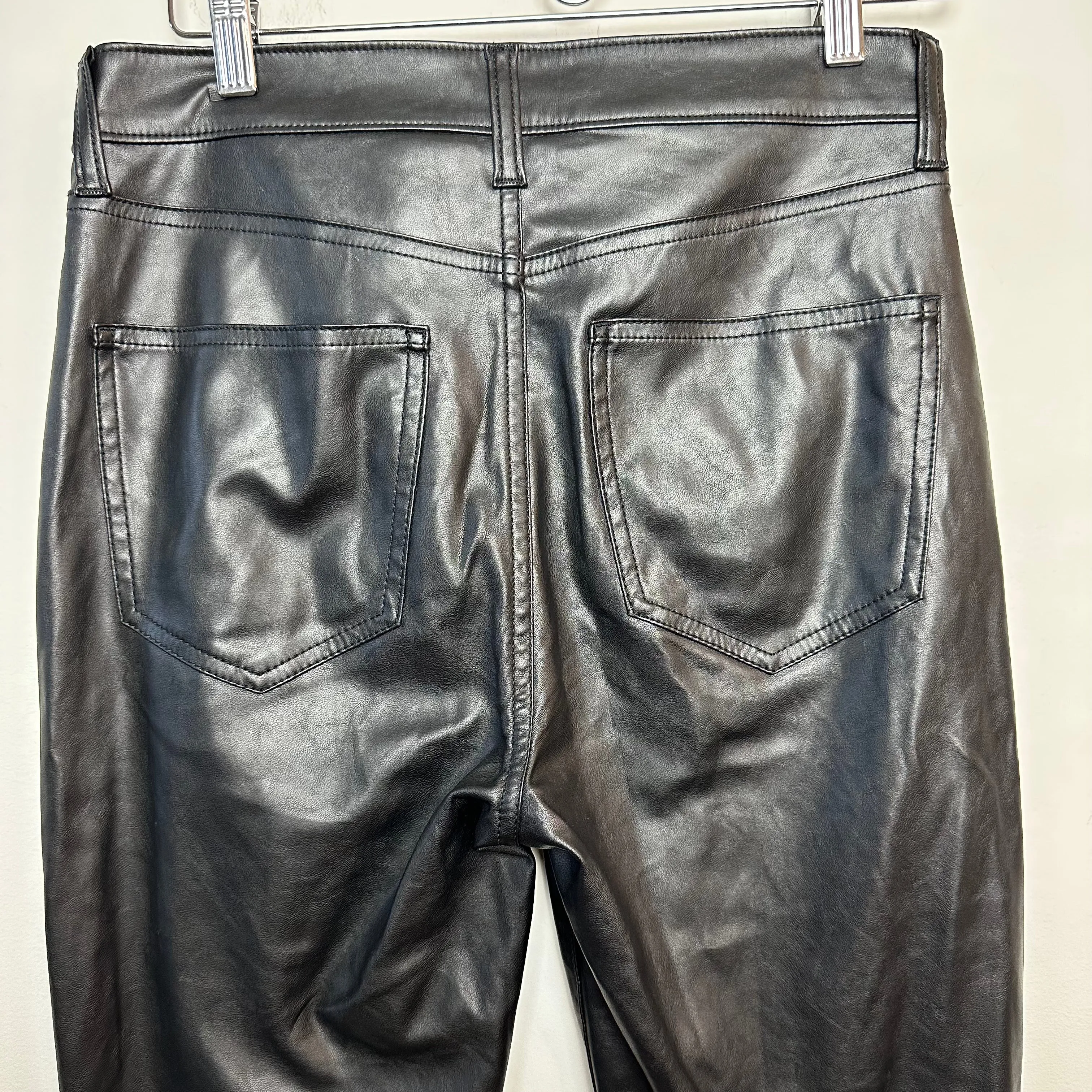 Gap "Vintage" Slim High Rise Black Faux Leather Pants 28 6