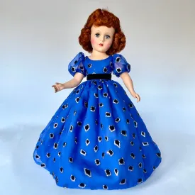 Gigi  Dress -  Silver and Velvet Dotted Blue Chiffon Dress