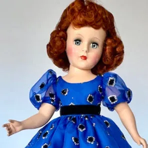 Gigi  Dress -  Silver and Velvet Dotted Blue Chiffon Dress
