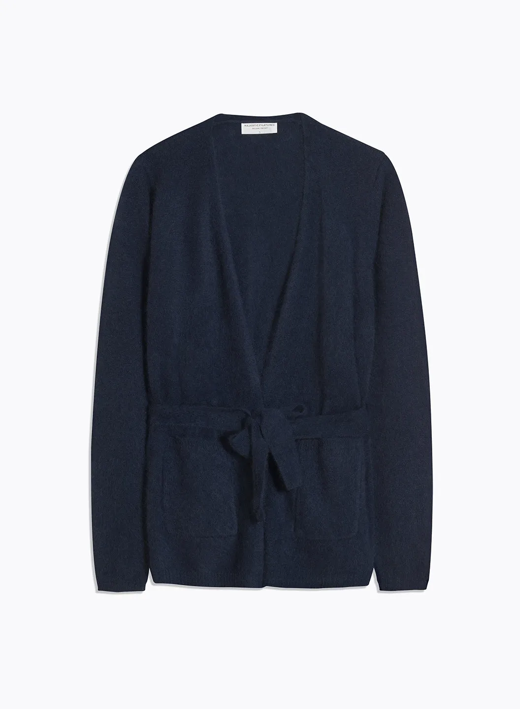 Gilet Marine Col V Manches Longues