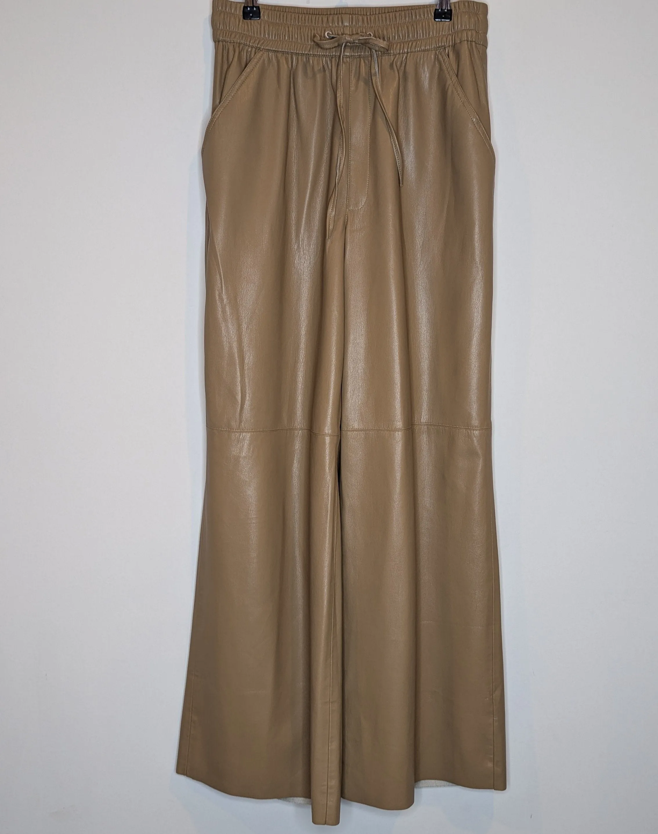 Good American Caramel Faux Leather Wide Leg Palazzo Pants