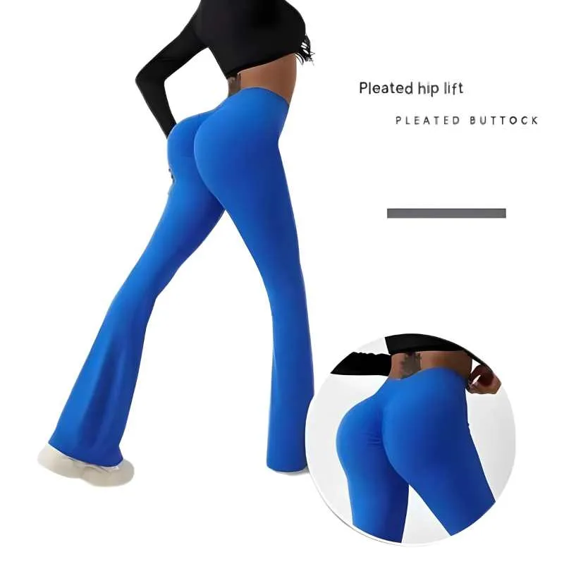 High Rise Blue Flared Yoga Pants