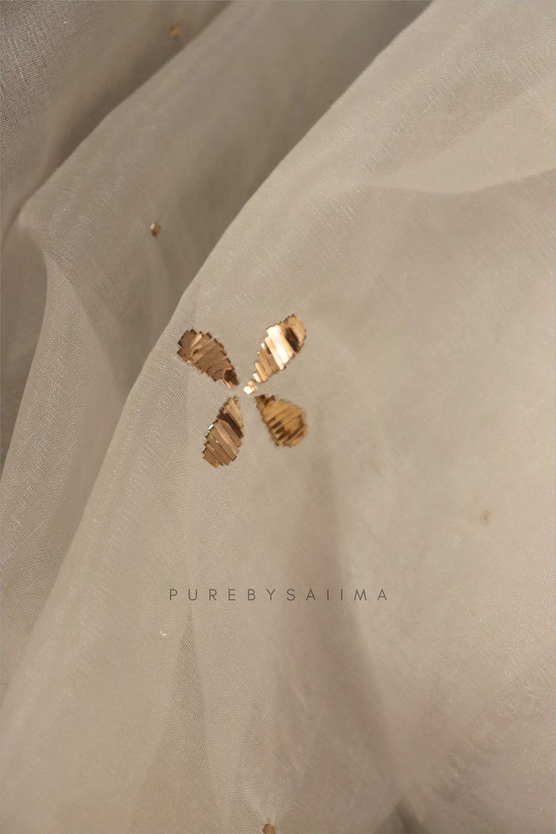 Ivory- Gold Organza-Silk