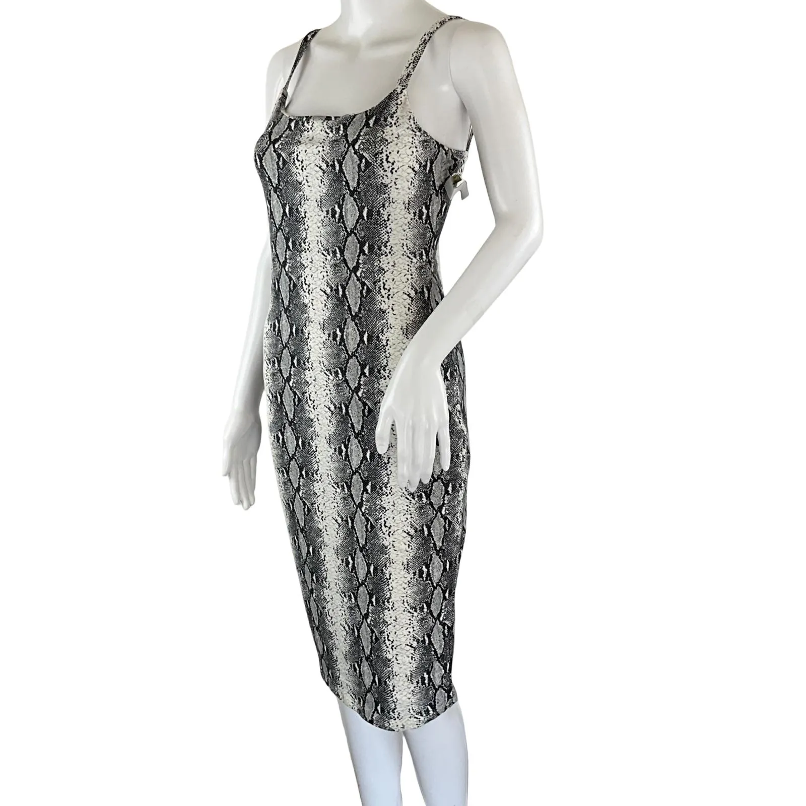 Jade Women's Skin Dress In Gray Snake Print Sleeveless Sz L