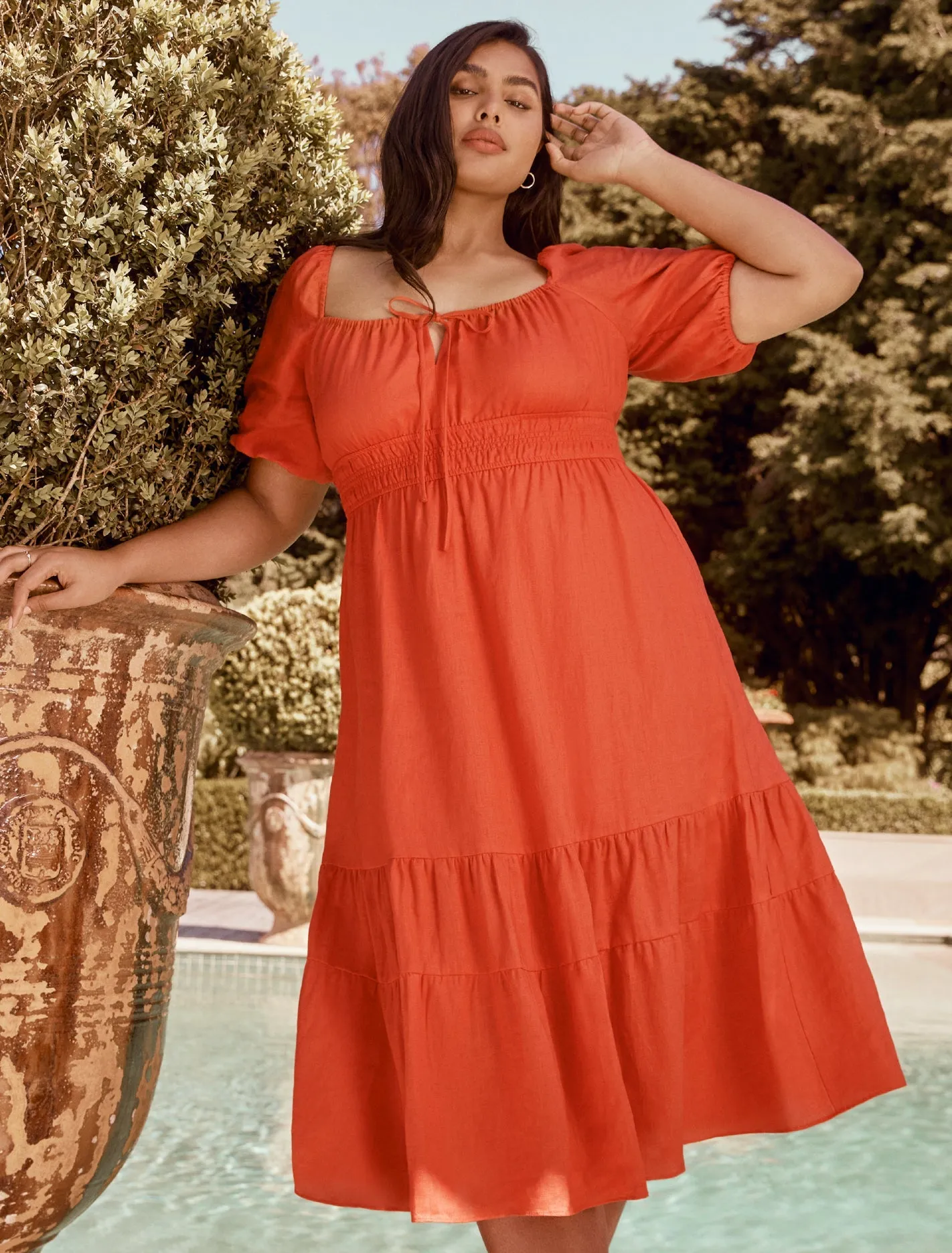 Josephine Curve Tiered Midi Dress