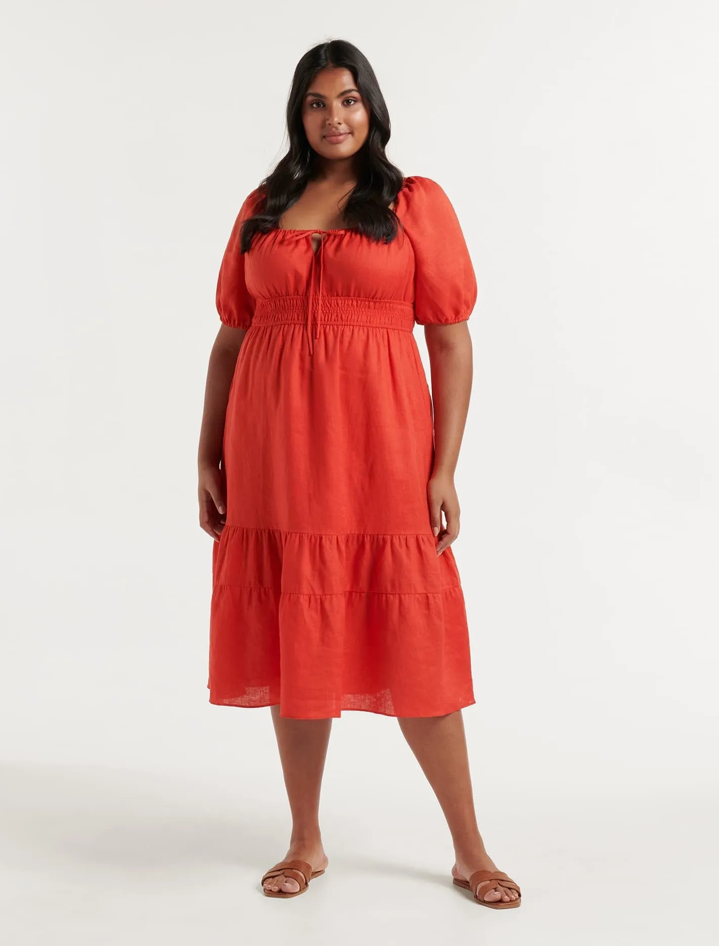 Josephine Curve Tiered Midi Dress