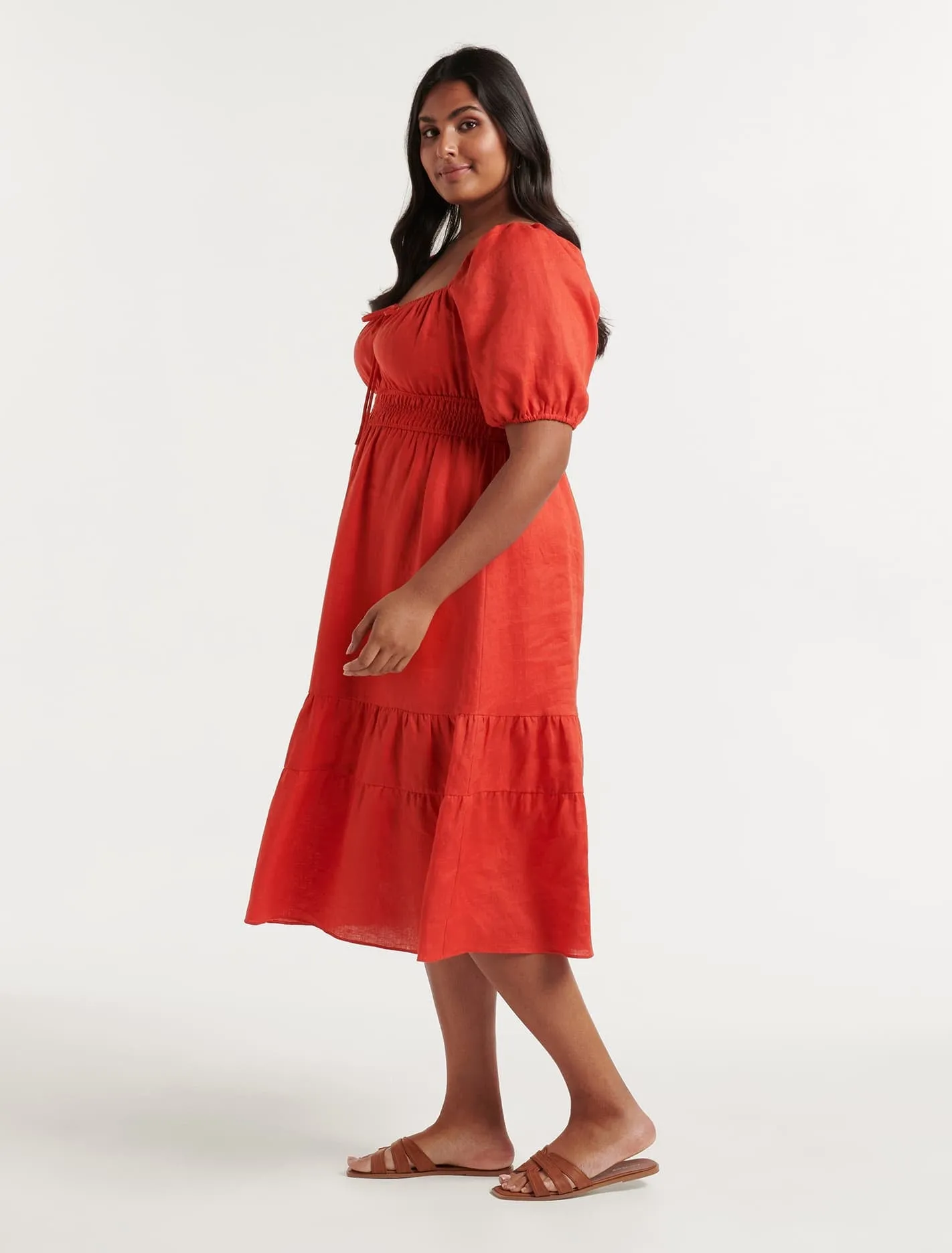 Josephine Curve Tiered Midi Dress