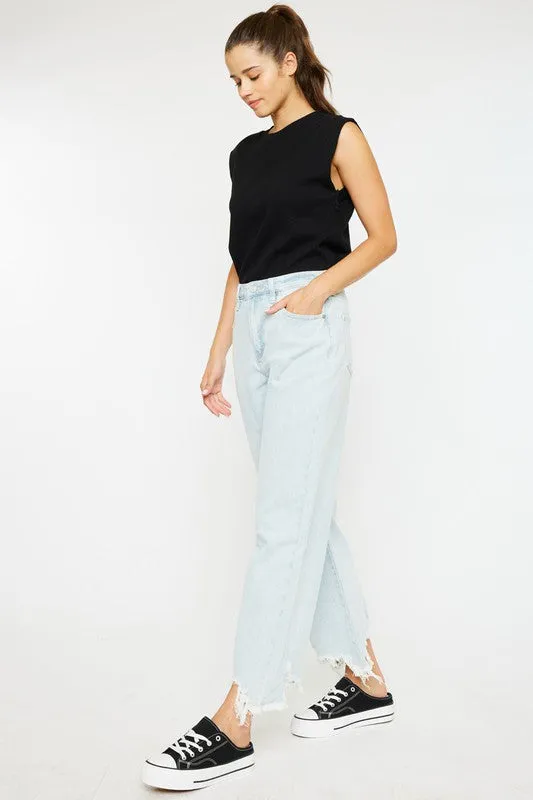 KANCAN HIGH RISE SLIM WIDE LEG JEANS - LIGHT
