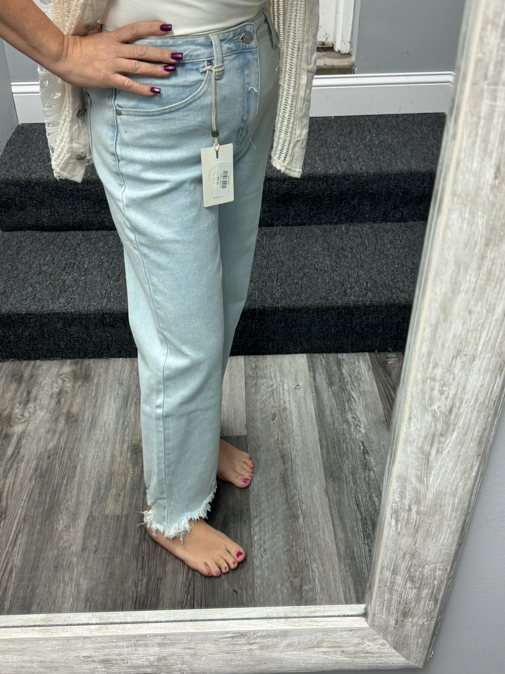KANCAN HIGH RISE SLIM WIDE LEG JEANS - LIGHT