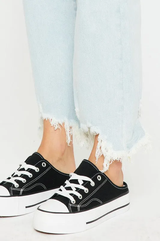 KANCAN HIGH RISE SLIM WIDE LEG JEANS - LIGHT